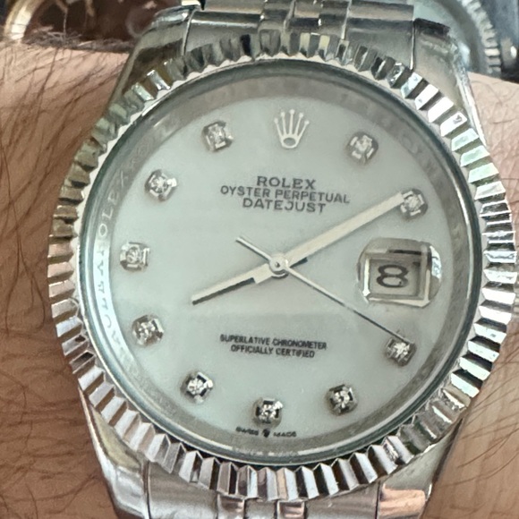 Rolex Gold and Silver Watch with Diamond Markers - Picture 11 of 12